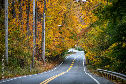 The beauty of autumn colors on a country road in upstate New York.