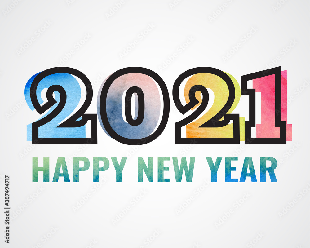 Happy new year 2021 watercolor theme. 2021 Greetings card. abstract background.2021 background banner. Vector illustration. Happy new year 2021 watercolor theme. 2021 Greetings card. abstract background.2021 background banner. Vector illustration.
