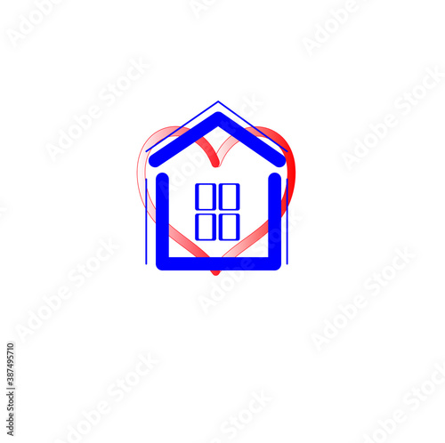 stay at home, heart, home stickers, be safe, coronavirus prevention concept