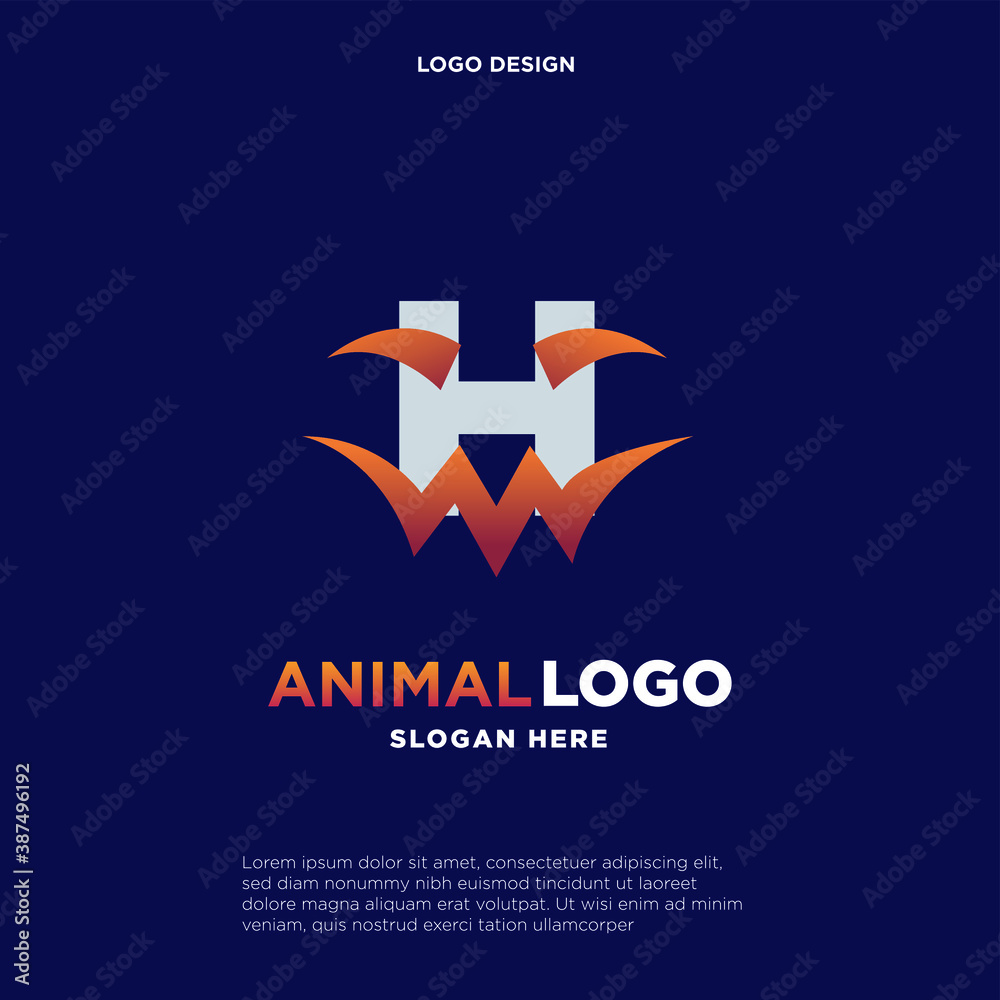Fototapeta premium Halloween decorative style initial letter H logo template, vector logo for business and company identity