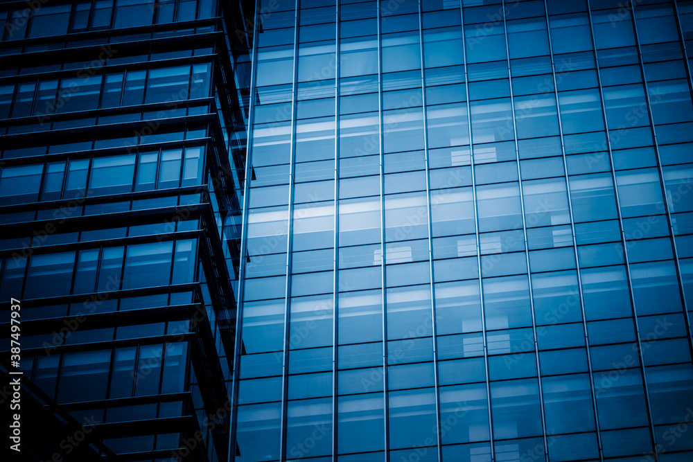 Abstract building. blue glass wall of skyscraper.