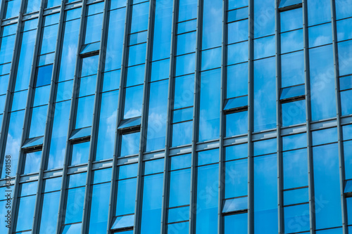 Abstract building. blue glass wall of skyscraper.