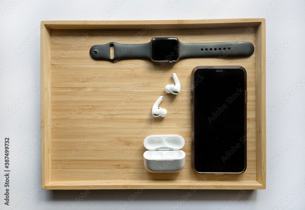 Running gear shot on flat lay, phone, watch and earphone. Running gear shot on flat lay, phone, watch and earphone.