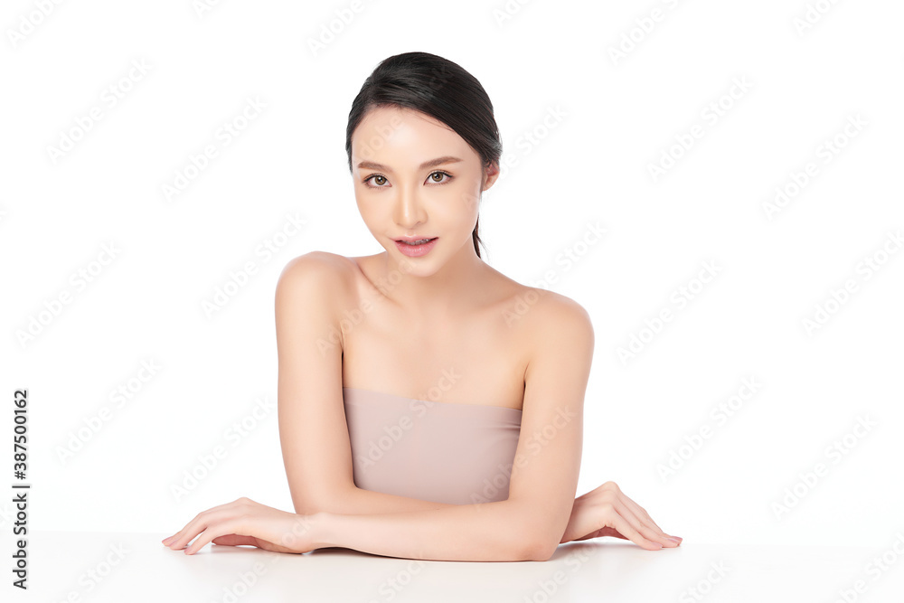 Beautiful young asian woman with clean fresh skin on white background, Face care, Facial treatment, Cosmetology, beauty and spa, Asian women portrait Beautiful young asian woman with clean fresh skin on white background, Face care, Facial treatment, Cosmetology, beauty and spa, Asian women portrait