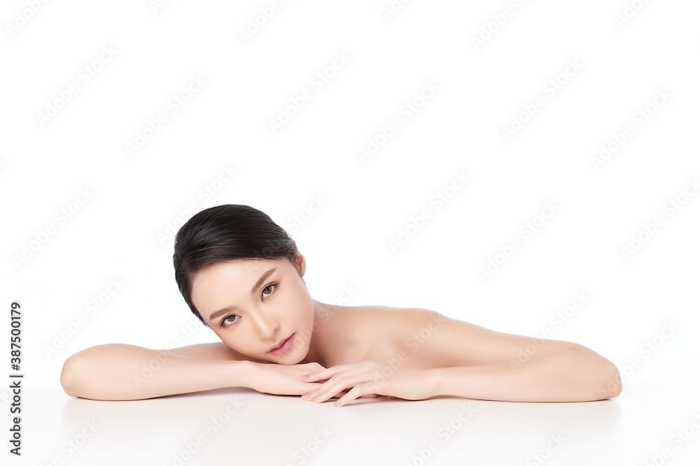 Beautiful young asian woman with clean fresh skin on white background, Face care, Facial treatment, Cosmetology, beauty and spa, Asian women portrait Beautiful young asian woman with clean fresh skin on white background, Face care, Facial treatment, Cosmetology, beauty and spa, Asian women portrait
