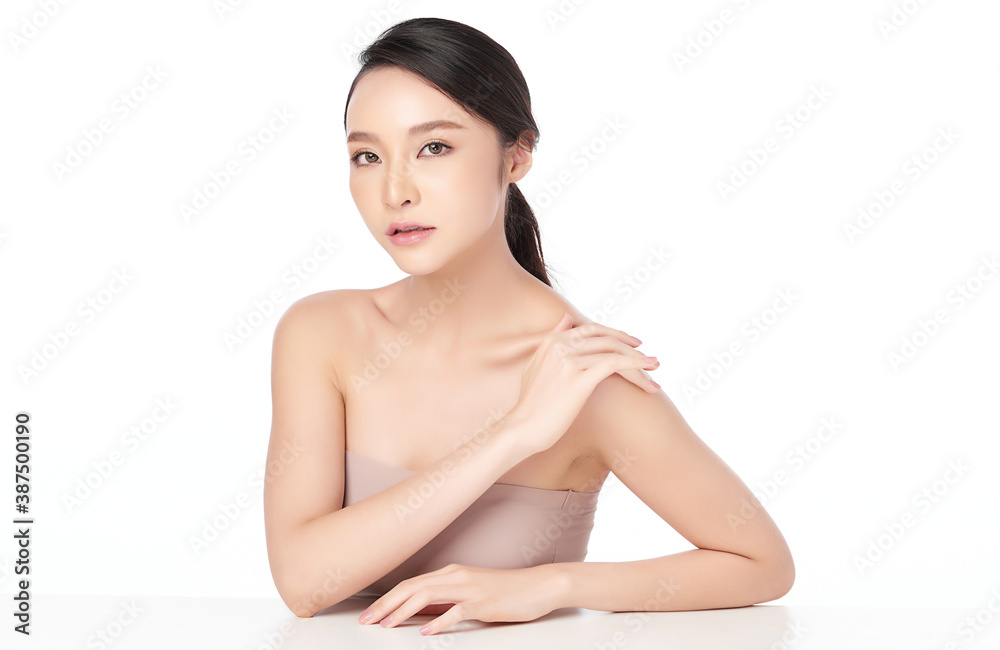 Beautiful young asian woman with clean fresh skin on white background, Face care, Facial treatment, Cosmetology, beauty and spa, Asian women portrait Beautiful young asian woman with clean fresh skin on white background, Face care, Facial treatment, Cosmetology, beauty and spa, Asian women portrait