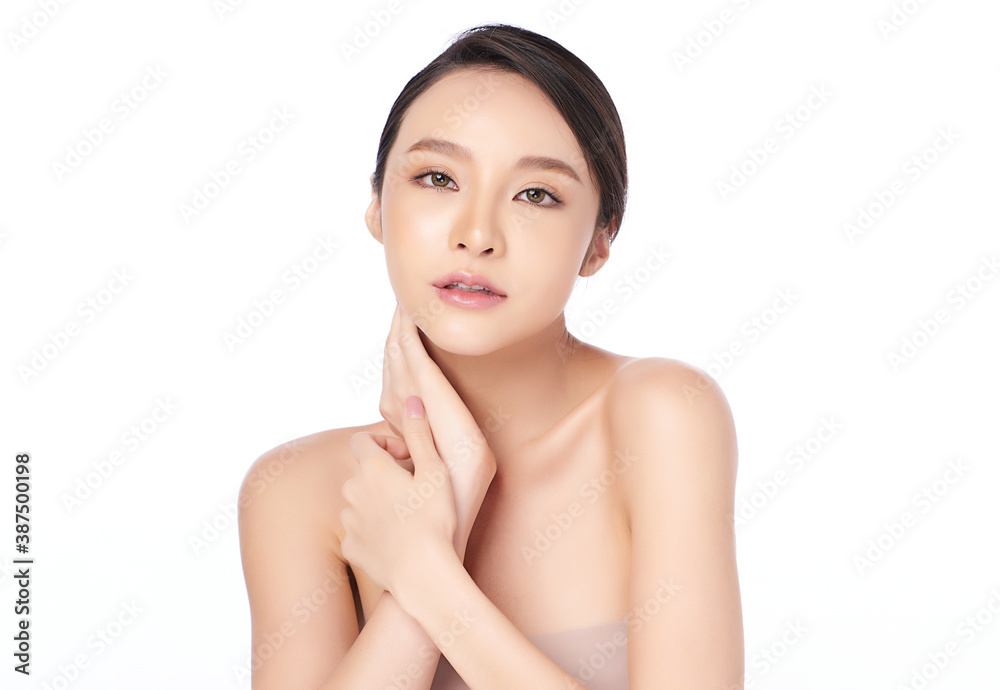 Beautiful young asian woman with clean fresh skin on white background, Face care, Facial treatment, Cosmetology, beauty and spa, Asian women portrait Beautiful young asian woman with clean fresh skin on white background, Face care, Facial treatment, Cosmetology, beauty and spa, Asian women portrait