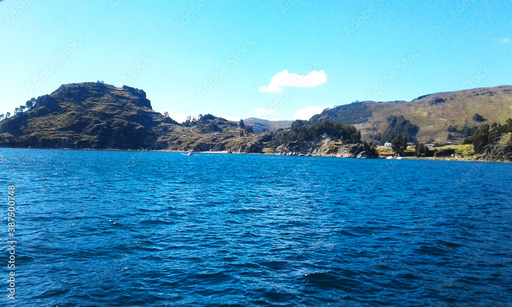 Naklejka premium Lake of Titicaca and Mountains