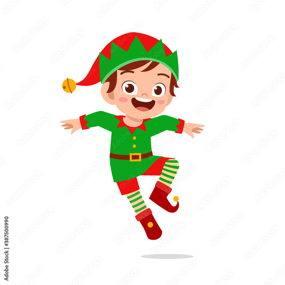 happy cute little kid boy and girl wearing green elf christmas costume happy cute little kid boy and girl wearing green elf christmas costume