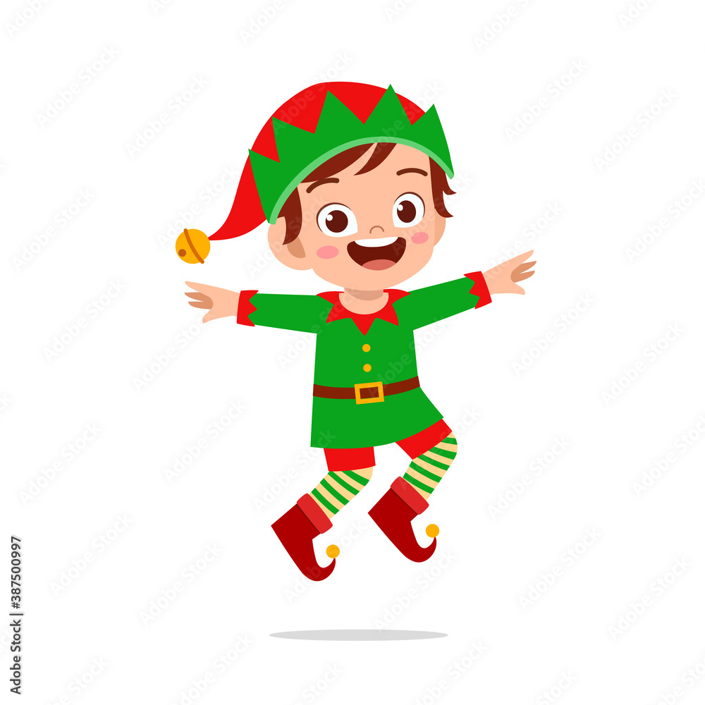 happy cute little kid boy and girl wearing green elf christmas costume happy cute little kid boy and girl wearing green elf christmas costume