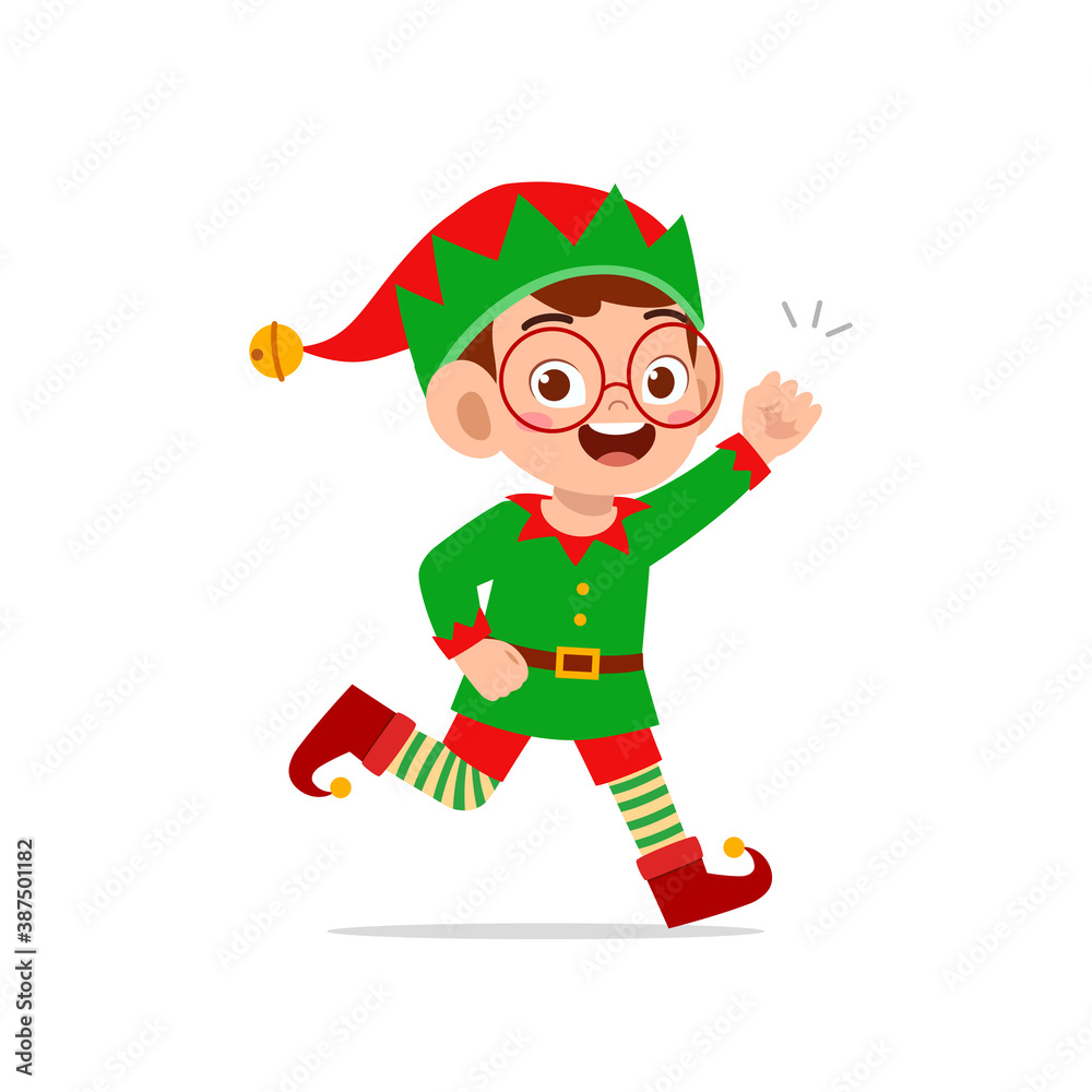 happy cute little kid boy and girl wearing green elf christmas costume happy cute little kid boy and girl wearing green elf christmas costume