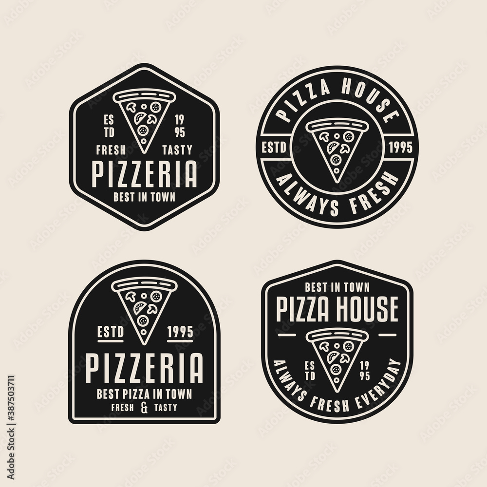 Pizza fresh and tasty logo collection