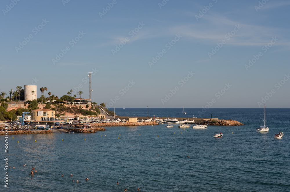 Yacht Marina and beach in Cabo Roig. Costa Blanca. Orihuela. Spain