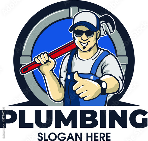 plumber with pipe wrench plumbing servive