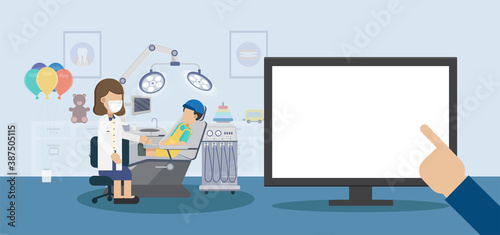 Blank screen monitor in dental clinic