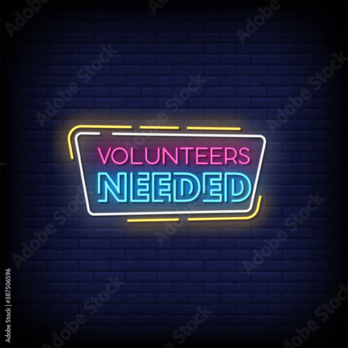 Volunteers Needed Neon Signs Style Text Vector