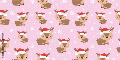 Cute reindeer pattern for christmas background. Christmas background illustration.