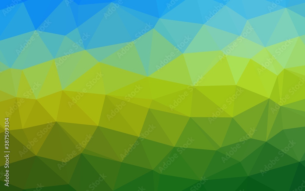 Dark Blue, Yellow vector shining triangular background.
