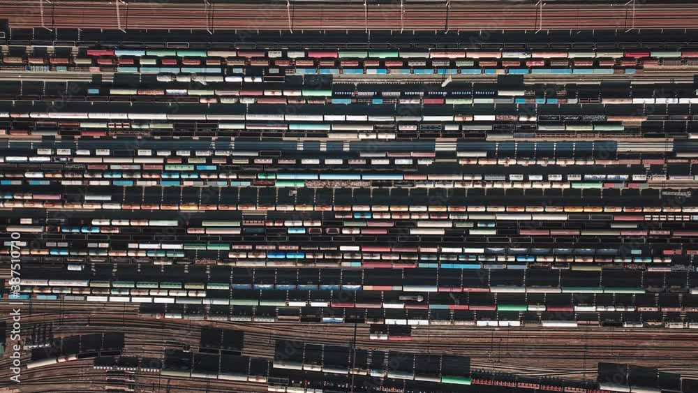 time-lapse parking of freight trains on a sorting platform time-lapse parking of freight trains on a sorting platform