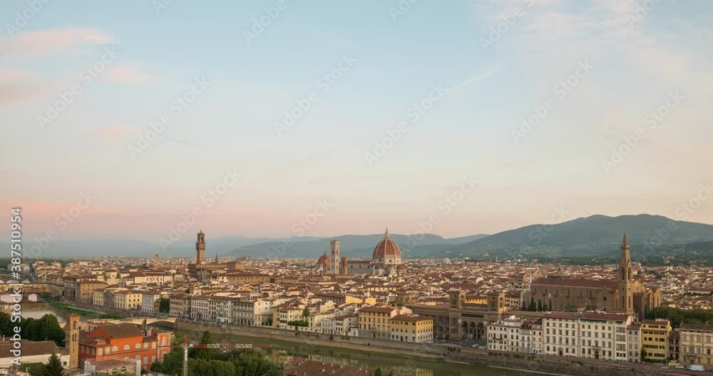 Timelapse video with beautiful cityscape of Florence with the Cathedral Santa Maria del Fiore