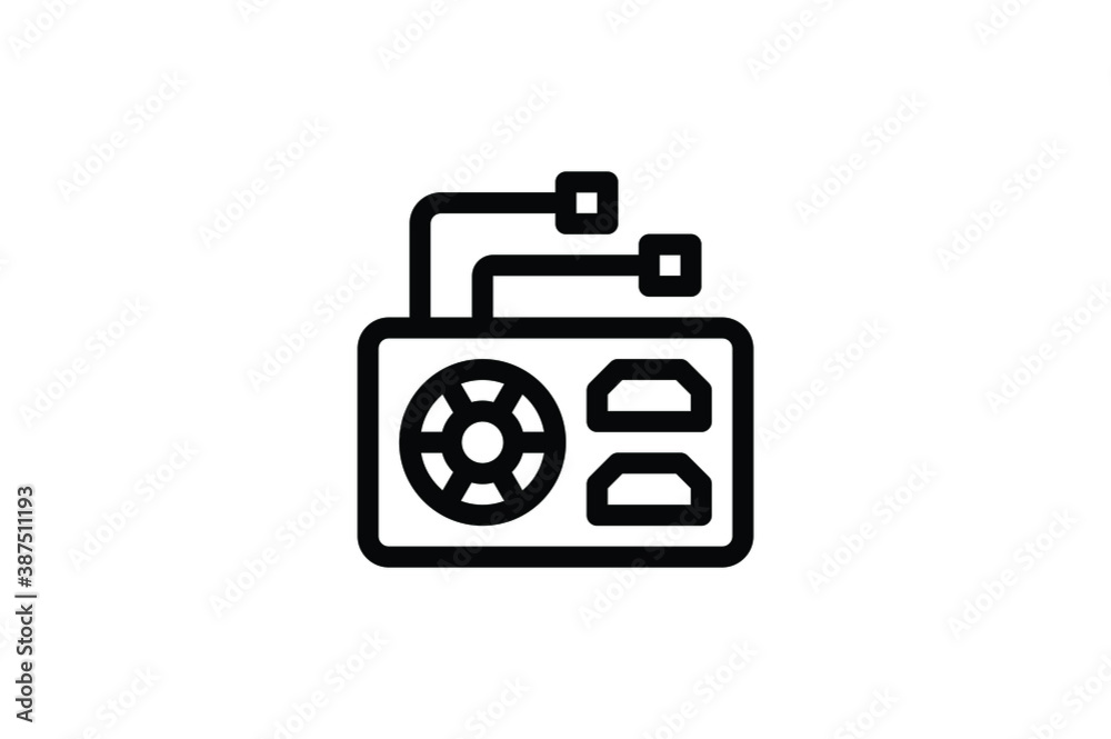 Computer Outline Icon - Power Supply Computer Outline Icon - Power Supply