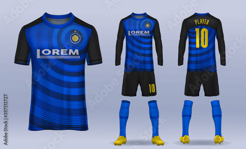 t-shirt sport design template, Soccer jersey mockup for football club. uniform front and back view.