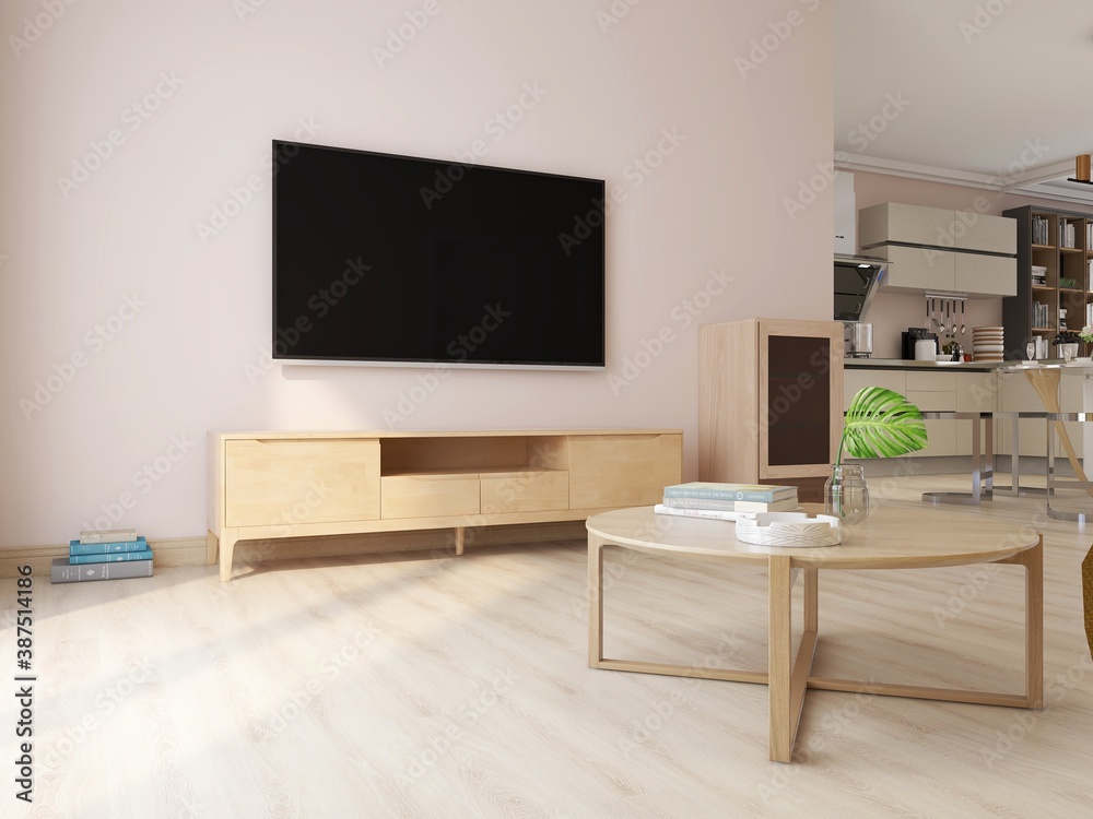 There are cloth sofa and table in the clean living room