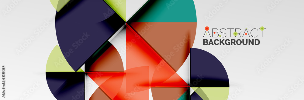 Bright color circles, abstract round shapes and triangles composition with shadow effects. Vector modern geometric design template Bright color circles, abstract round shapes and triangles composition with shadow effects. Vector modern geometric design template