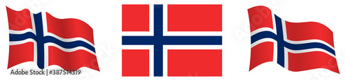 Obraz na plátne norway flag in static position and in motion, developing in wind in exact colors