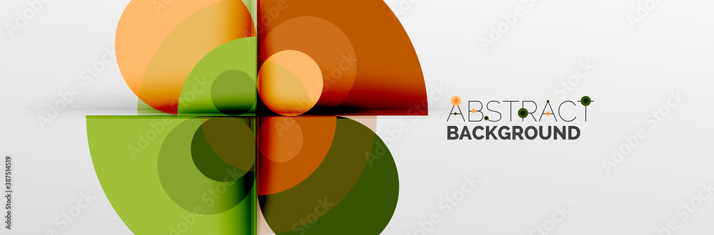 Bright color circles, abstract round shapes and triangles composition with shadow effects. Vector modern geometric design template Bright color circles, abstract round shapes and triangles composition with shadow effects. Vector modern geometric design template