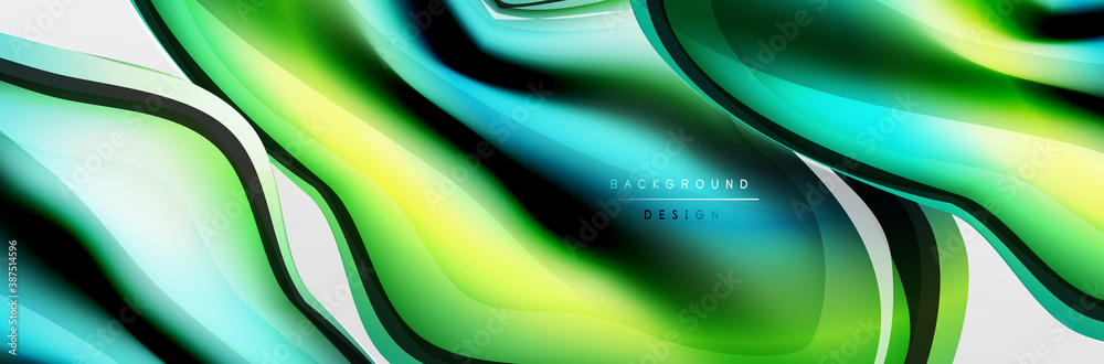 Vector abstract background, flowing liquid style bubble with metallic, color quicksilver chrome texture and color glow effects Vector abstract background, flowing liquid style bubble with metallic, color quicksilver chrome texture and color glow effects