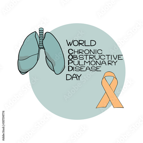 World COPD day, chronic obstructive pulmonary disease, Schematic representation of lightweight, thematic inscription and symbolic ribbon
