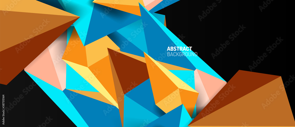 3d low poly abstract shape background vector illustration