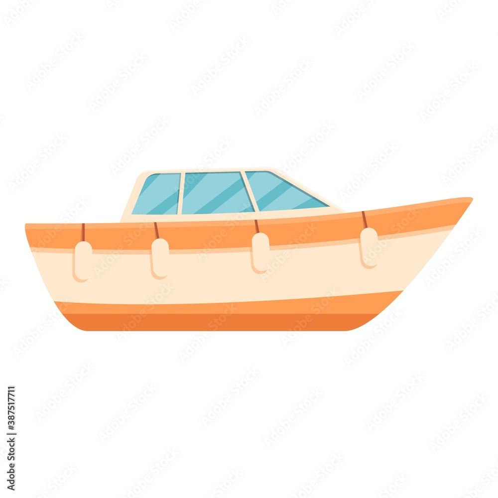 Small fishing boat icon. Cartoon of small fishing boat vector icon for web  design isolated on white background Stock Vector