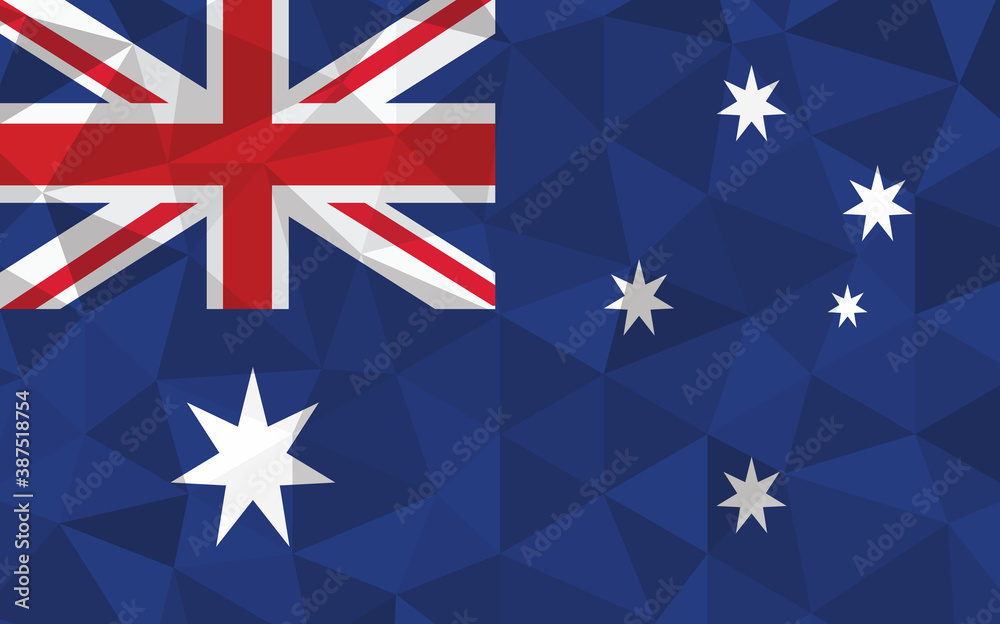 Fototapeta premium Low poly Australia flag vector illustration. Triangular Australian flag graphic. Australia country flag is a symbol of independence.