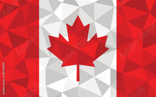 Low poly Canada flag vector illustration. Triangular Canadian flag graphic. Canada country flag is a symbol of independence.