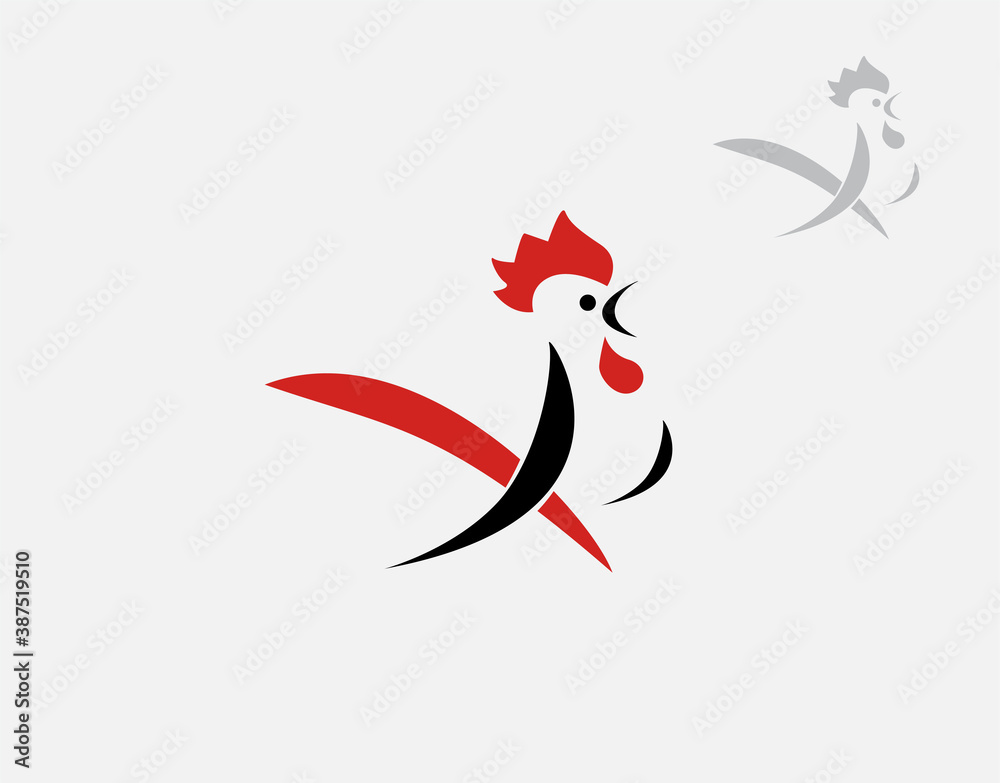 Obraz premium chicken logo on white background in vector illustration