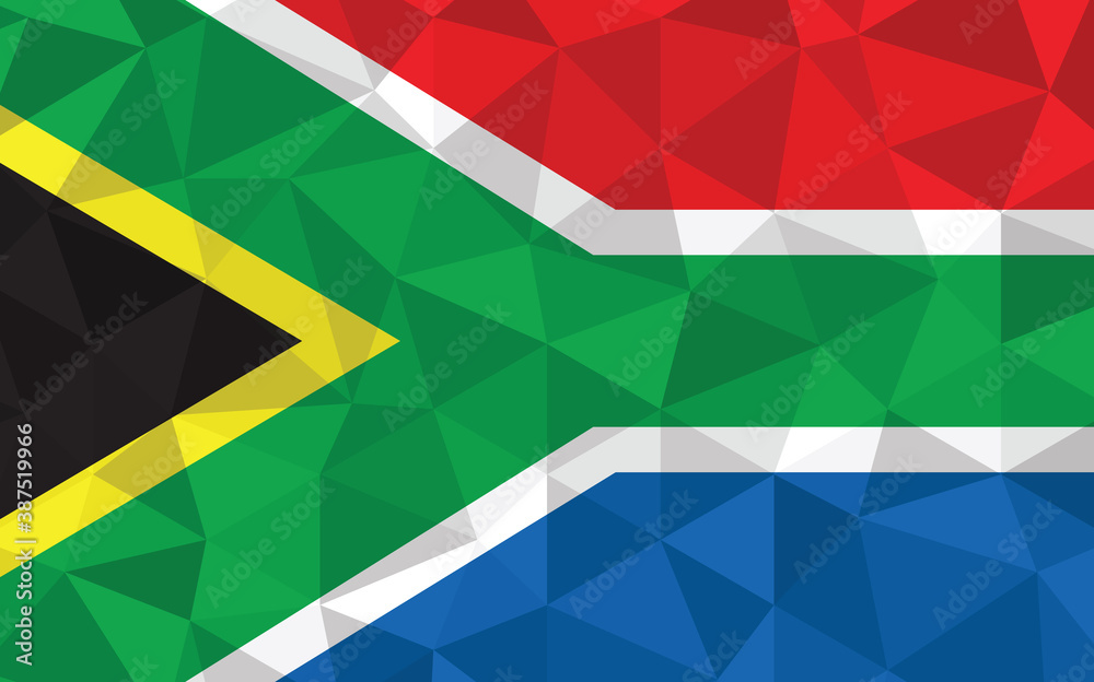 Low poly South Africa flag vector illustration. Triangular South