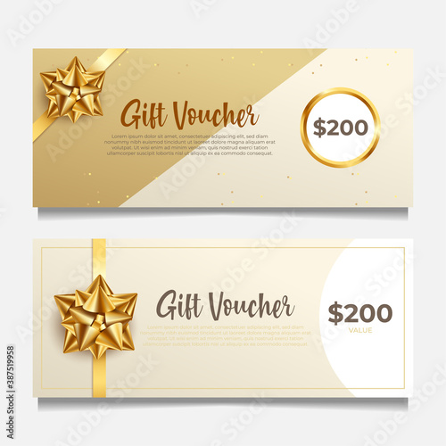 elegant Gift voucher template with golden style.