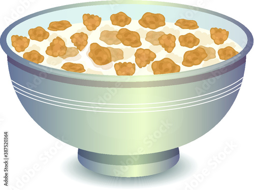 Vector Illustration of Milk and bran flakes.