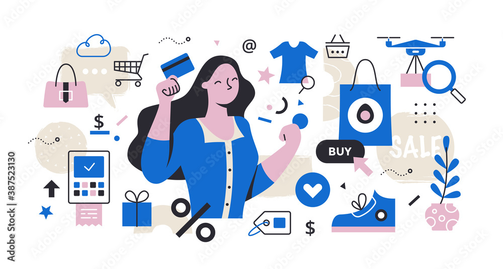 Shopping Time Abstract Illustration