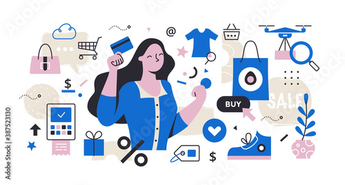 Shopping Time Abstract Illustration