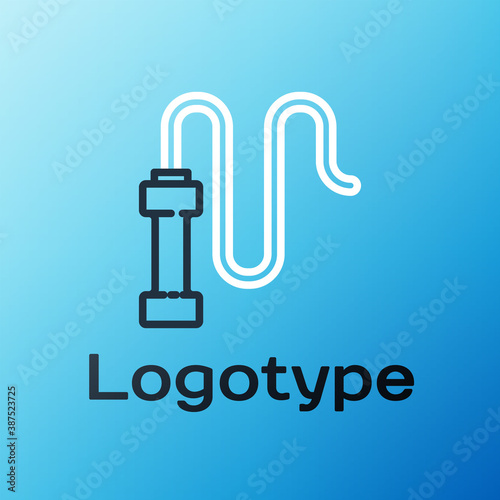 Line Braided leather whip icon isolated on blue background. Colorful outline concept. Vector.