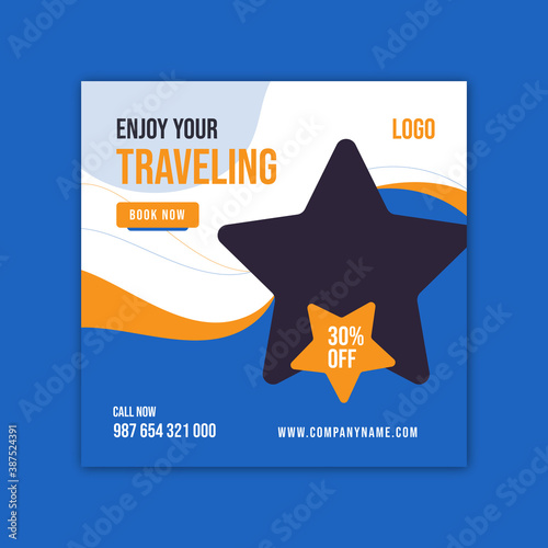 Travel holiday for social media Instagram post banner template, Abstract social media design post-travel, tour advertising banner