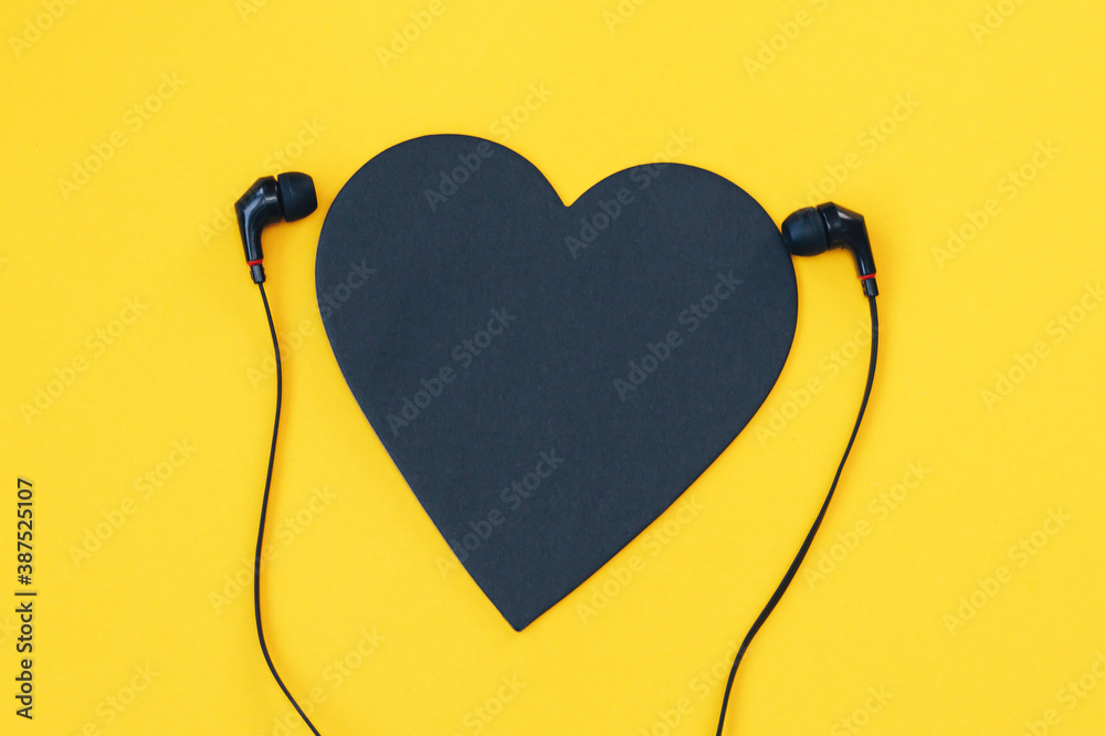 custom made wallpaper toronto digitalBlack heart listning to music on background