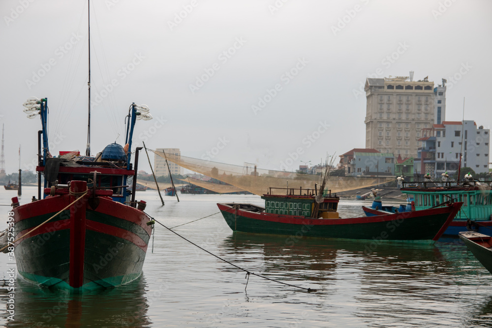 tourist place Vietnam, boat, fishing, sea, water, ship, harbor, 