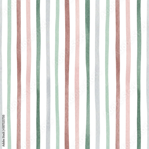 Watercolor abstract seamless pattern with geometric lines in pastel colors. Freehand striped aesthetic background. Linear collage perfect for baby fabric, textile, wrapping paper, cover, wallpaper