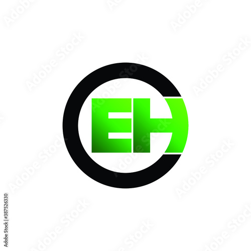 Letter EH circle logo design vector