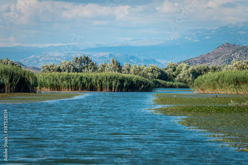 Skadar Lake Panorama from the boat, Montenegro