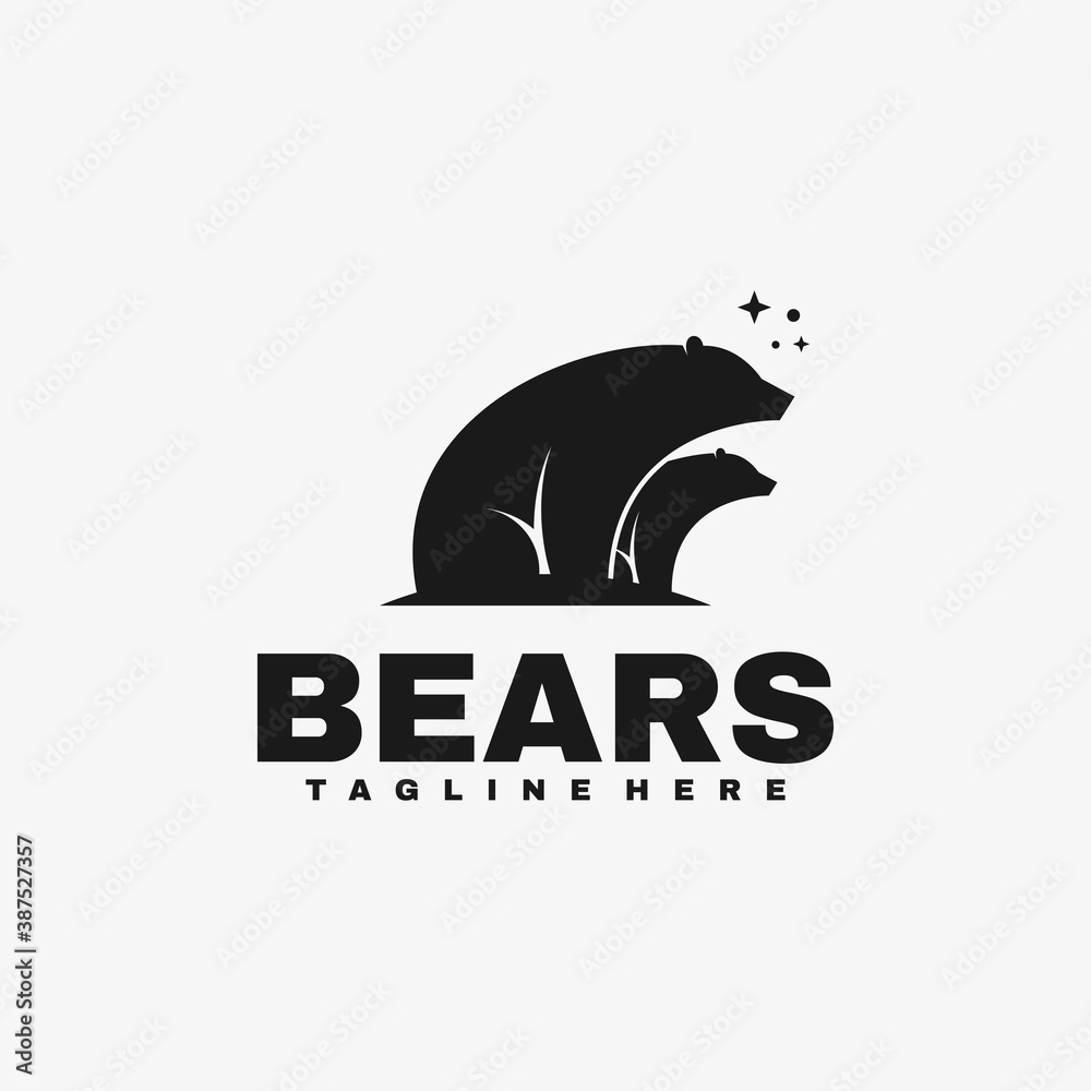 Vector Logo Illustration Bears Silhouette Style. Vector Logo Illustration Bears Silhouette Style.
